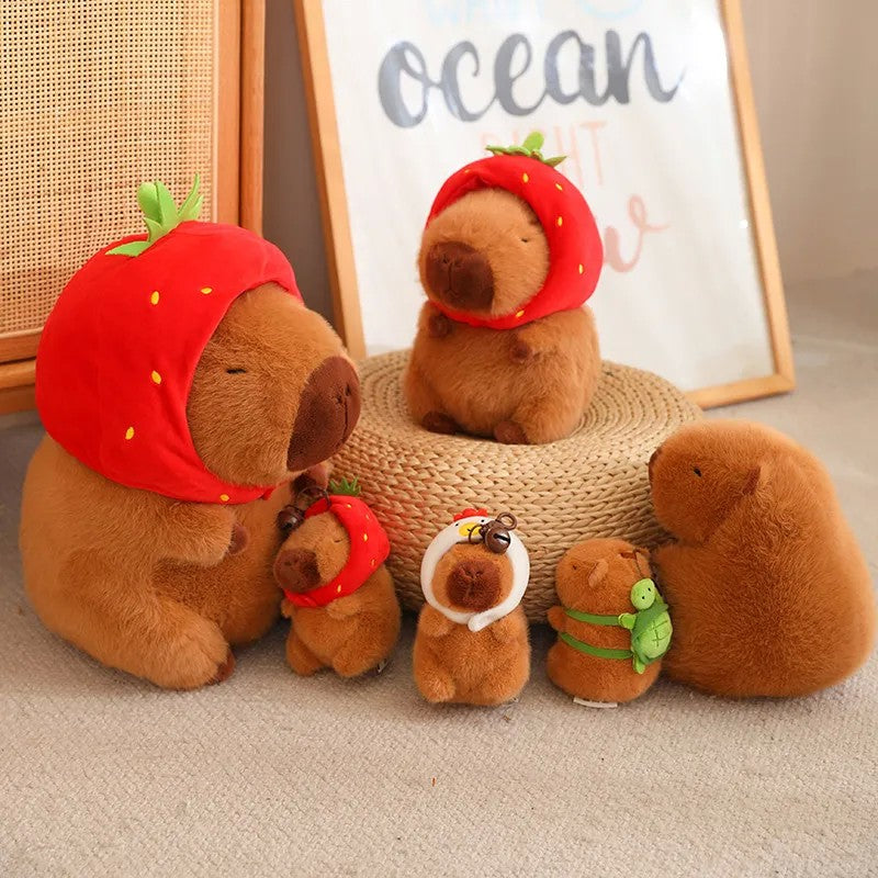 Peluches de pelúcia para crianças Mochila tartaruga fofa Chapéu de morango ca