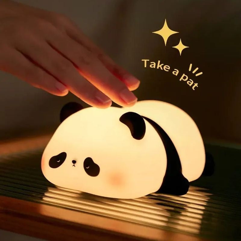 Luzes noturnas de silicone panda fofas para crianças