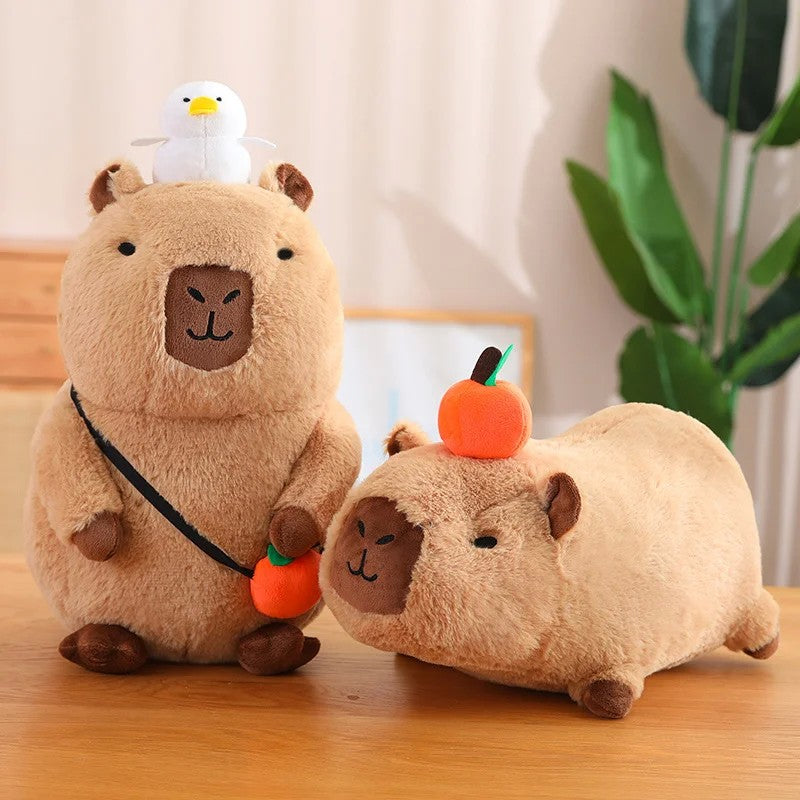 Peluches de pelúcia para crianças Mochila tartaruga fofa Chapéu de morango ca