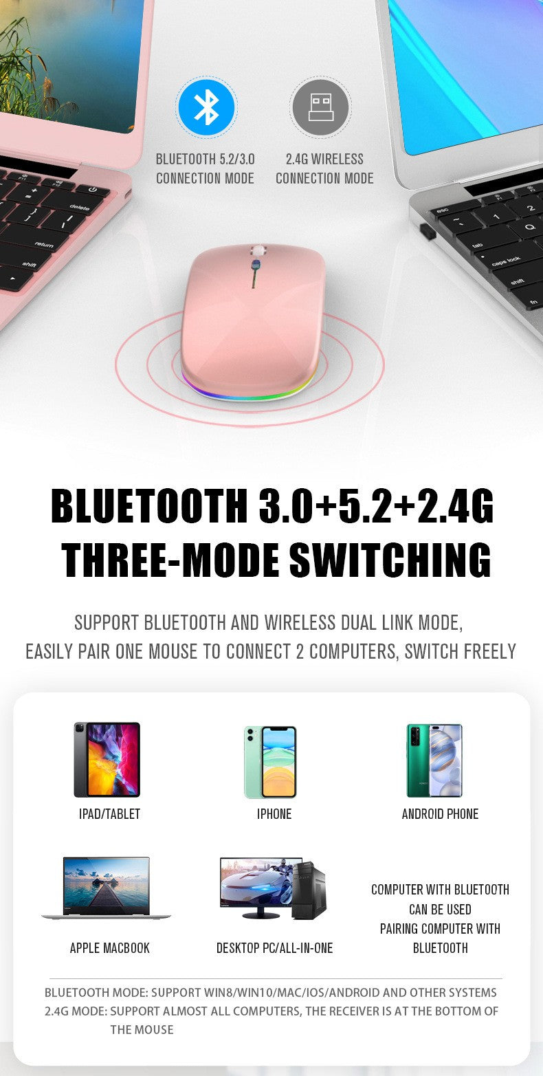 Mouse sem fio bluetooth - RGB