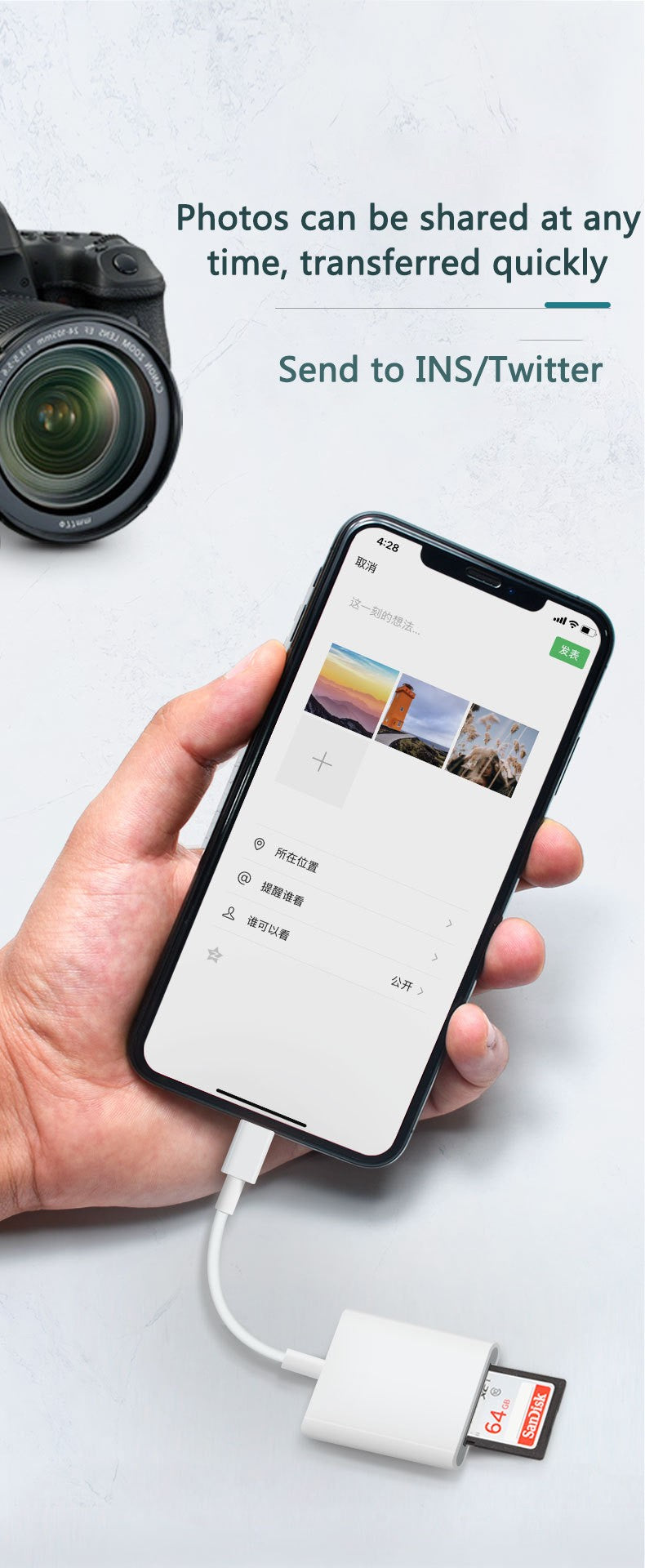 Leitor de Cartão SD - Para Iphone