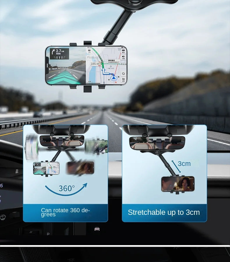 Suporte Celular, Retrovisor Interno Para Carro Universal Multifuncional Giratorio
