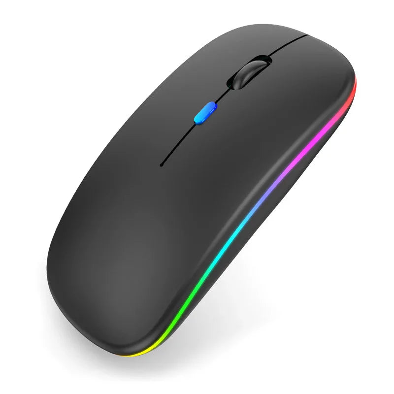 Mouse Sem Fio Recarregavel com LED Luminoso Bluetooth 2.4G