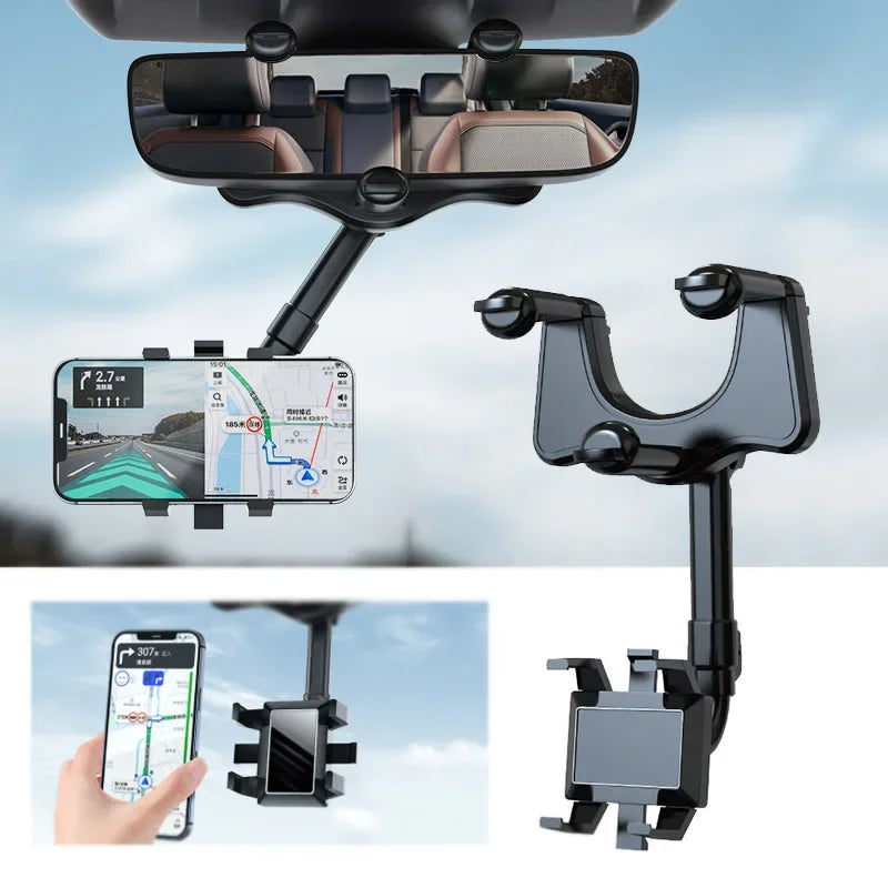 Suporte Celular, Retrovisor Interno Para Carro Universal Multifuncional Giratorio