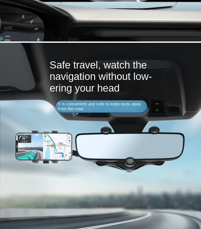 Suporte Celular, Retrovisor Interno Para Carro Universal Multifuncional Giratorio