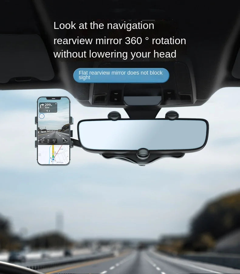 Suporte Celular, Retrovisor Interno Para Carro Universal Multifuncional Giratorio