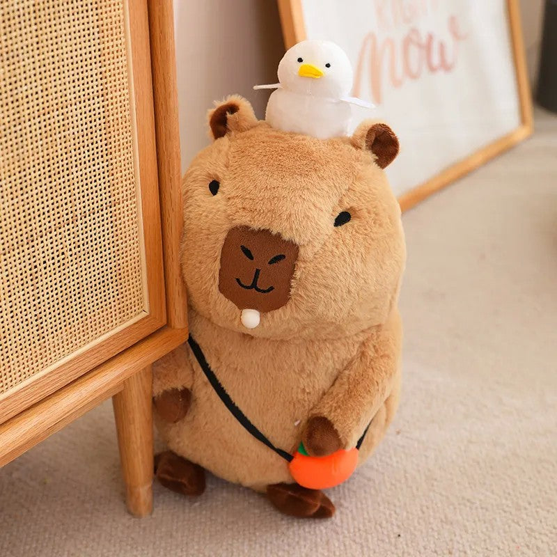 Peluches de pelúcia para crianças Mochila tartaruga fofa Chapéu de morango ca