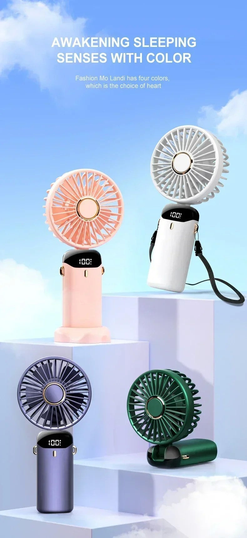 Mini Ventilador portátil elétrico, recarregavel