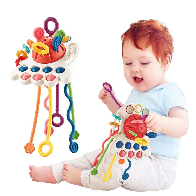 Sensorial montessori brinquedos silicone polvo puxa corda para bebê pai crianç