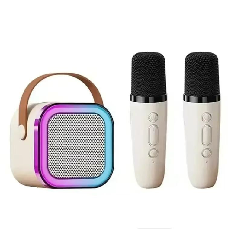 Mini Karaoke Portatil Bluetooth K12, com 2 microfone sem fio