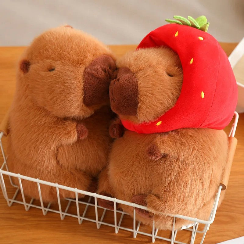Peluches de pelúcia para crianças Mochila tartaruga fofa Chapéu de morango ca