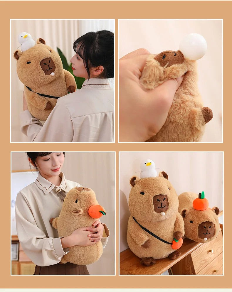 Peluches de pelúcia para crianças Mochila tartaruga fofa Chapéu de morango ca
