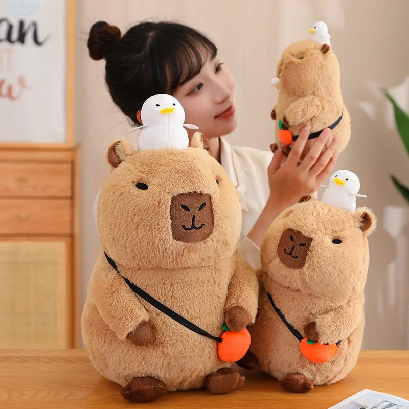 Peluches de pelúcia para crianças Mochila tartaruga fofa Chapéu de morango ca