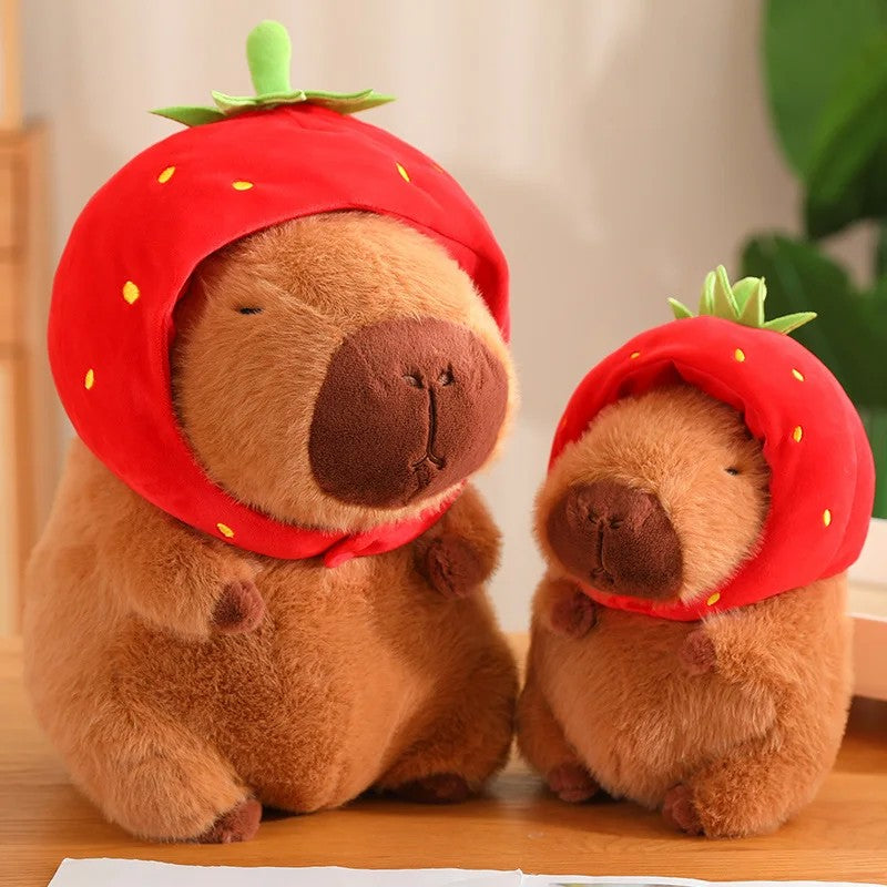 Peluches de pelúcia para crianças Mochila tartaruga fofa Chapéu de morango ca